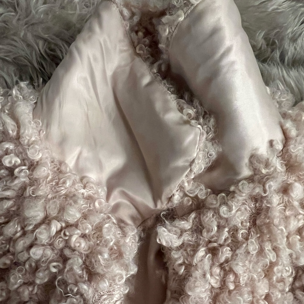 Max Studio Pale Pink Champagne Faux Fur Teddy  Jacket - Picture 11 of 16